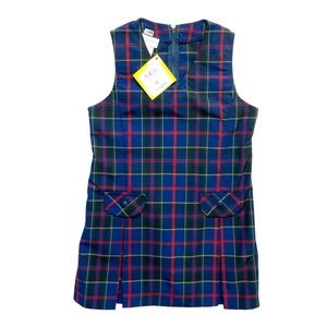 Dennis Uniform Dress V-Neck Dropped Waist Uniform Jumper H6 Wilson Plaid